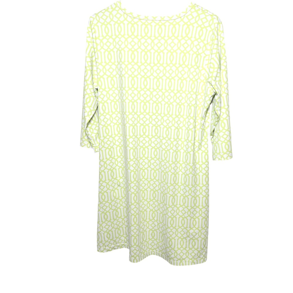 Lulu-B Lime Green Geometric Trellis Print 3/4 Sleeve Pocket Shift Dress XL - Picture 8 of 10